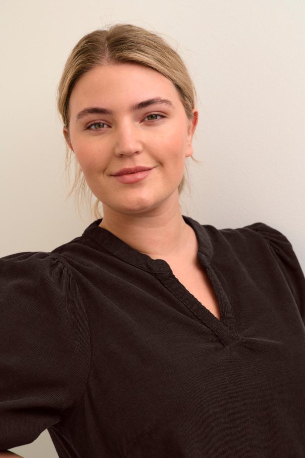 Kaffe Curve Line kjole i cordfløyel - Image 6