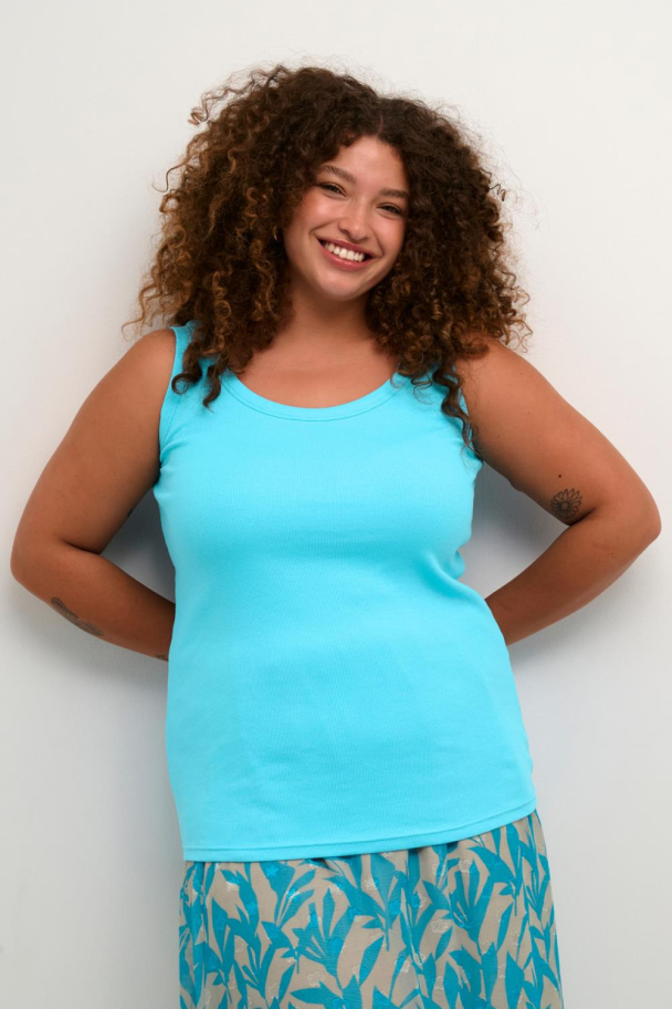 Kaffe Curve Carina tank top i ribbestrikk - Image 1