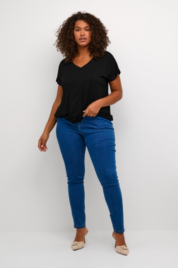 Kaffe Curve Jena t-skjorte med strikk - Image 4