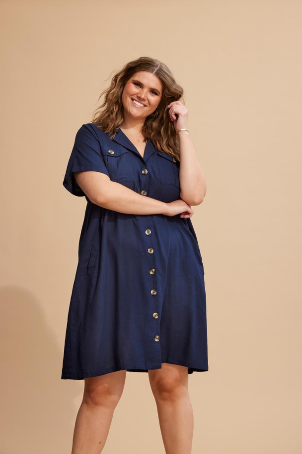 Zhenzi Lauren skjortekjole i lin og bomull - Image 2