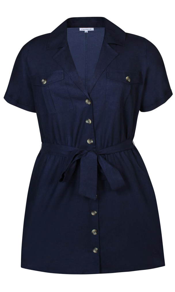 Zhenzi Lauren skjortekjole i lin og bomull - Image 3