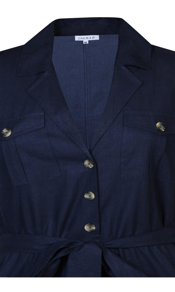 Zhenzi Lauren skjortekjole i lin og bomull - Image 5