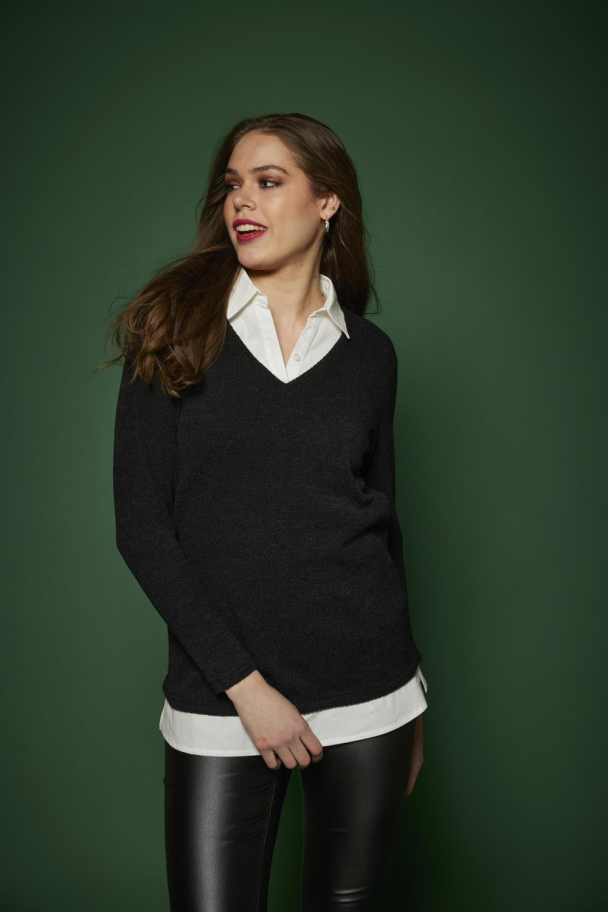 Ze-Ze Rowan genser med falsk skjorte - Image 2