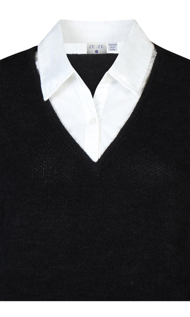 Ze-Ze Rowan genser med falsk skjorte - Image 4