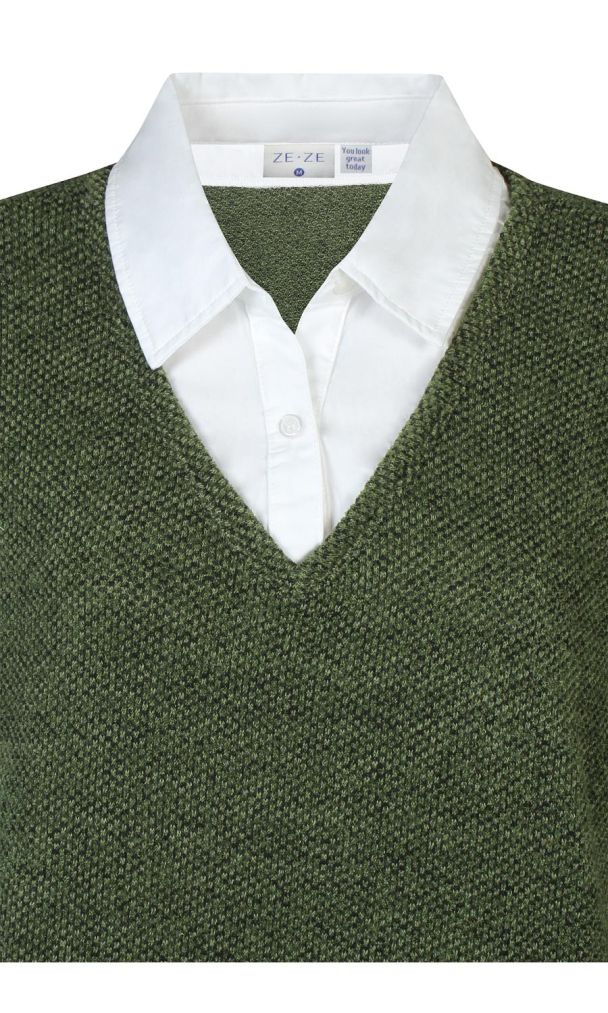 Ze-Ze Rowan genser med falsk skjorte - Image 3