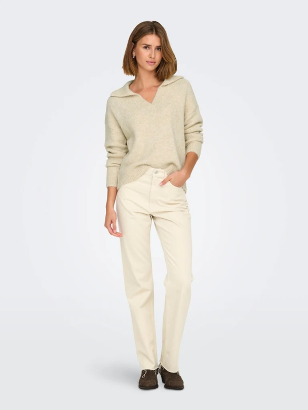 Only Maggie v-hals strikket genser med krage - Image 4