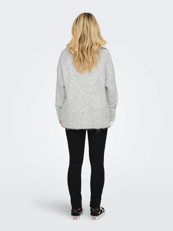 Only Maggie v-hals strikket genser med krage - Image 3