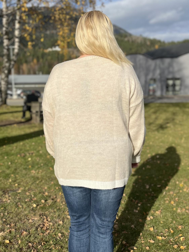 Mapp Big Rose strikkegenser i ullblanding - Image 2