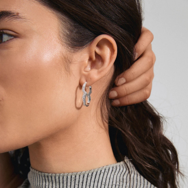 Pilgrim Connect sølvbelagte krystall øreringer - Image 2