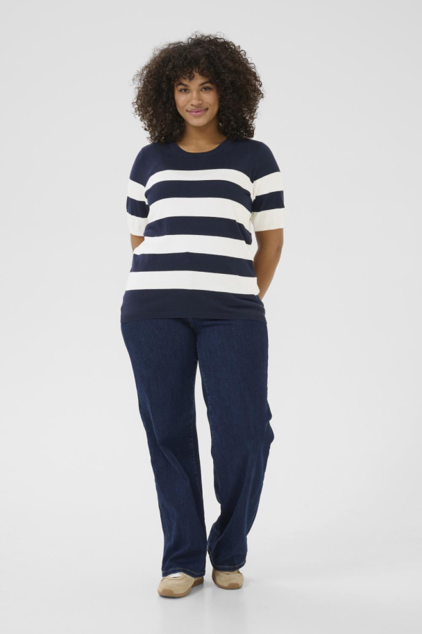 Kaffe Curve Lizzy kortermet stripete genser - Image 3