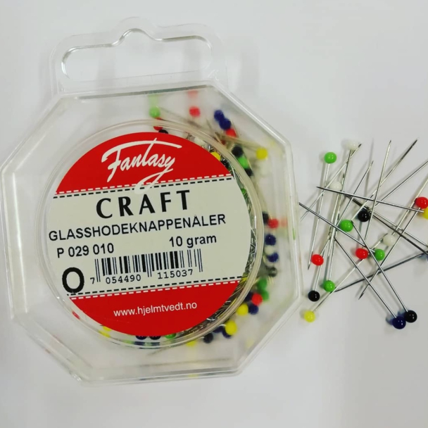 Knappenåler med glasshode 10gram