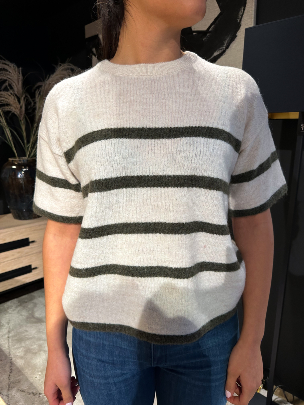 Maline-Liliana 2/4 Knit O-Neck - Birch/Kalamata - Image 1