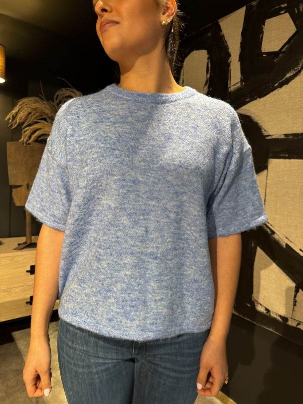 Maline-Liliana 2/4 Knit O-Neck - Cornflower Blue  - Image 1