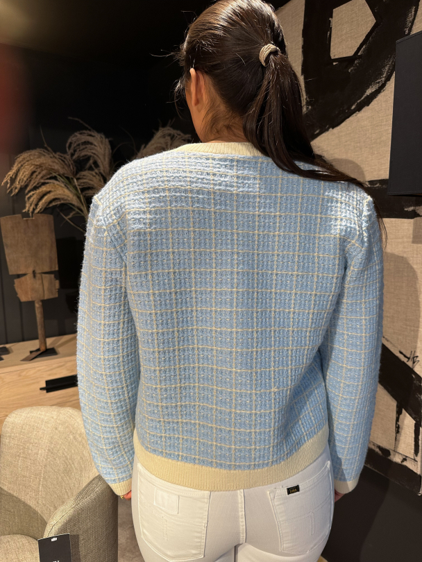 Livia Short Knit Cardigan - Birch/Clear Sky - Image 4