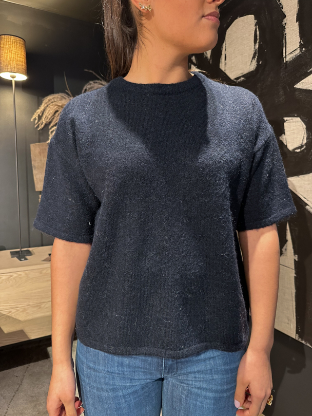 Maline-Liliana 2/4 Knit O-Neck - Dark Sapphire  - Image 1
