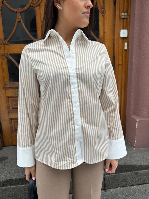 Anne Striped Shirt - Humus/Star White