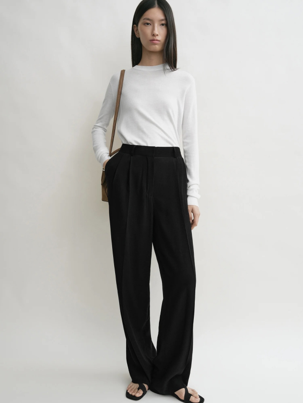 Double-pleat Straight Trousers - Image 1