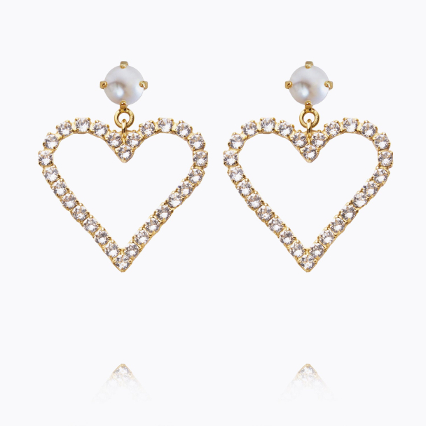 Heart To Heart Earrings - Pearl & Crystal - Image 1