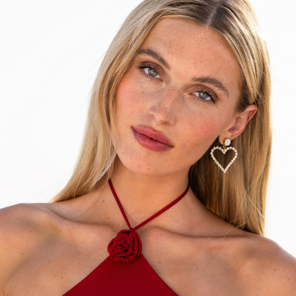 Heart To Heart Earrings - Pearl & Crystal - Image 2
