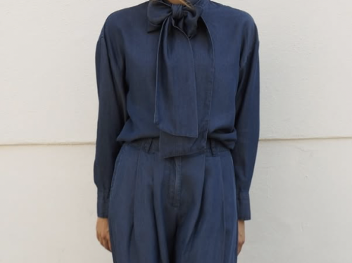 Janna Pleated Chambray Shirt