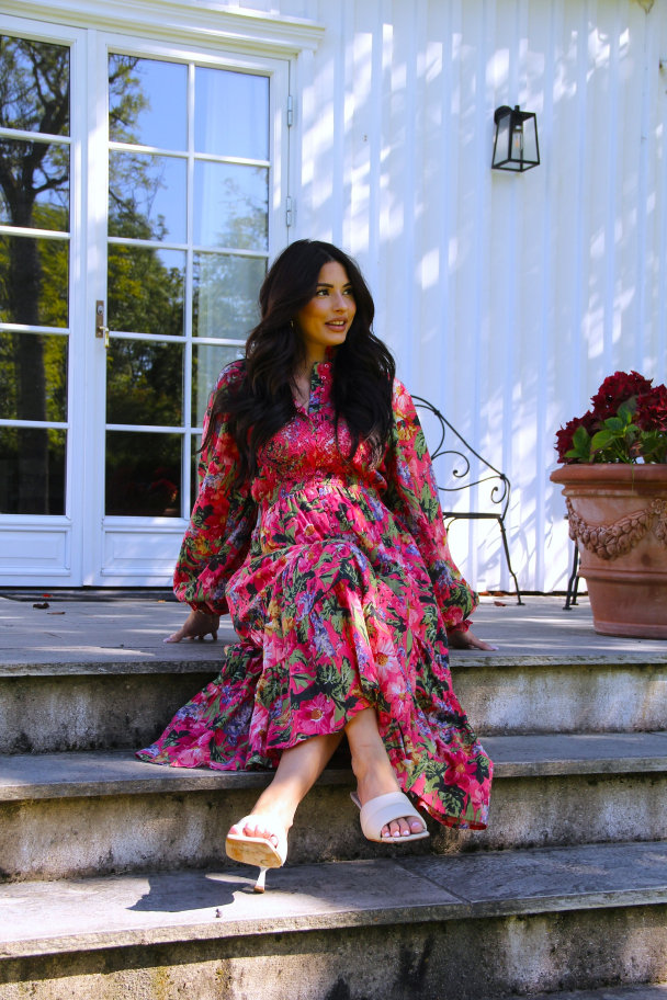 Cotton Slub Midi Dress - Pink Blooming  - Image 2