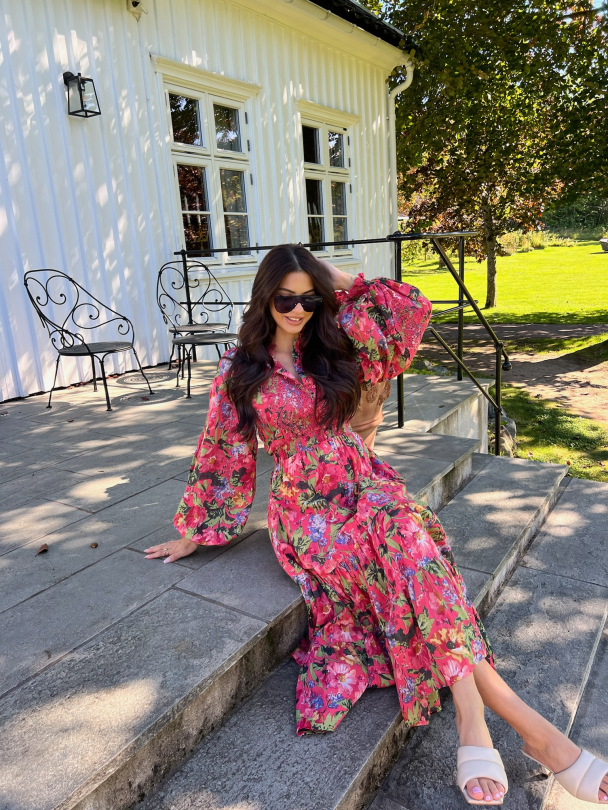 Cotton Slub Midi Dress - Pink Blooming  - Image 7
