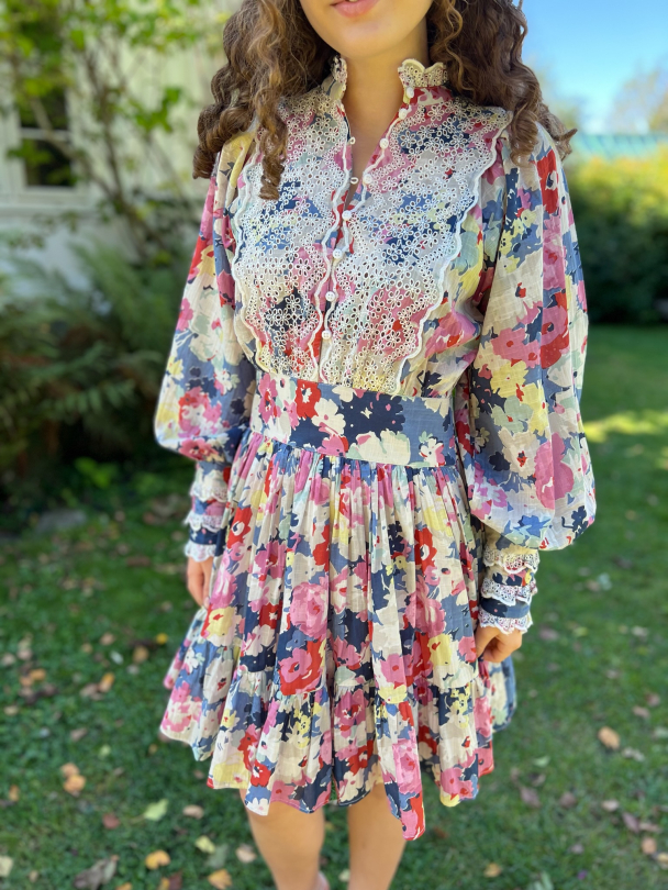 Cotton Slub Mini Dress – Soft Pastel  - Image 1