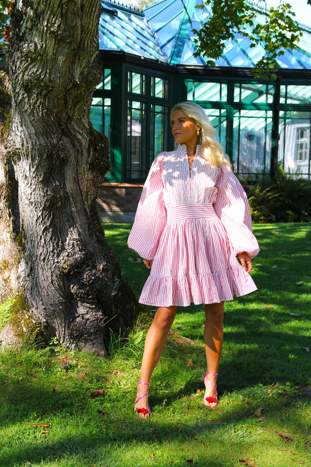 Seersucker Mini Dress - Pink Stripe  - Image 2