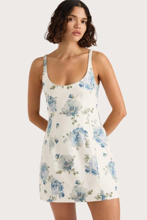 Sanne Mini Dress - Cecile Floral Pale Blue