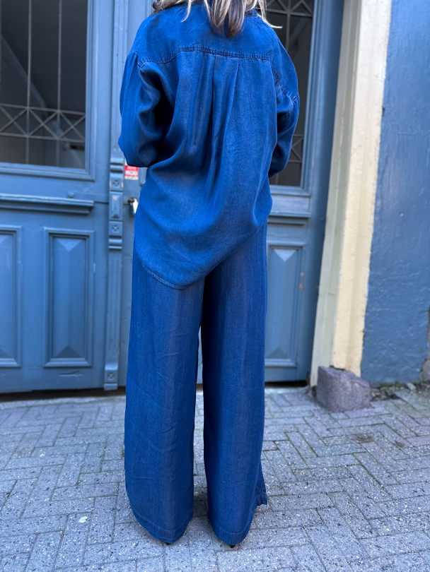 Janna Pleated Chambray Pant - Dark Blue  - Image 2