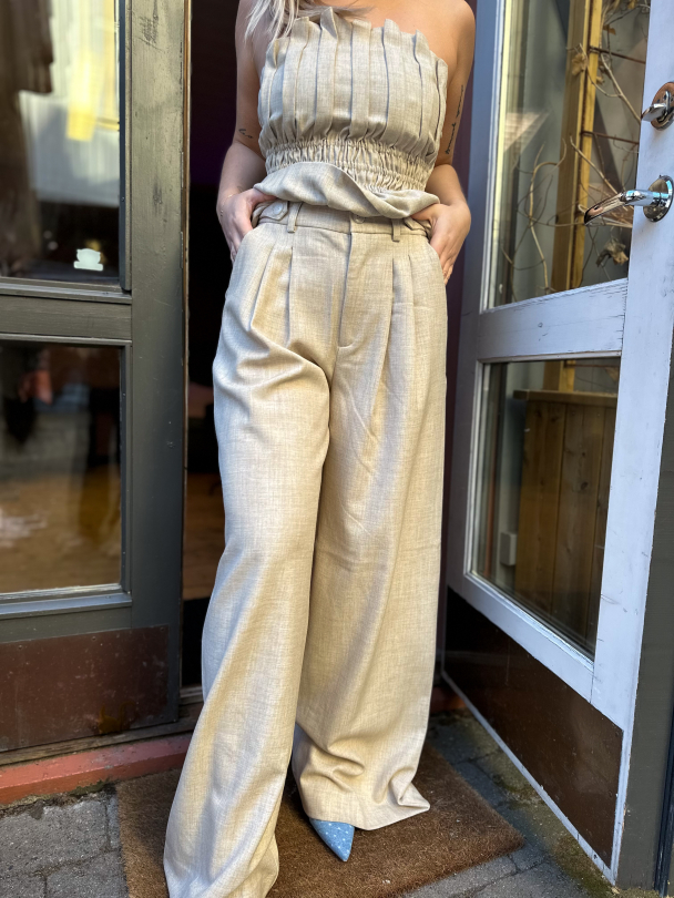 Decy Trousers - Light Sand Melange - Image 1