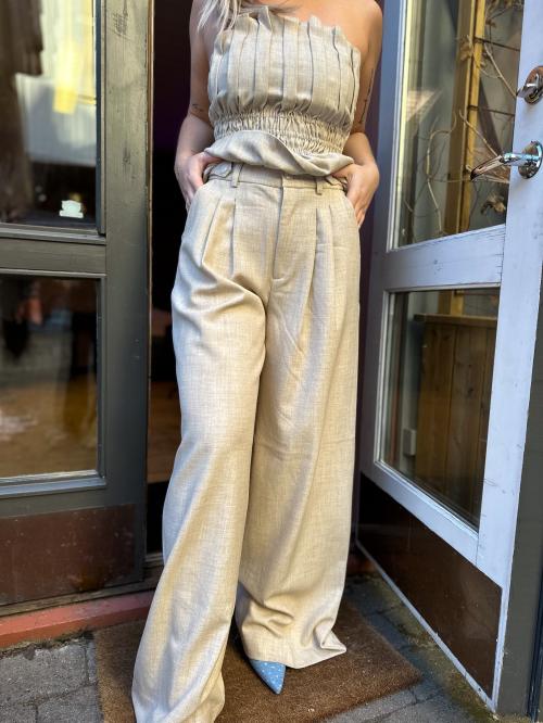 Decy Trousers - Light Sand Melange