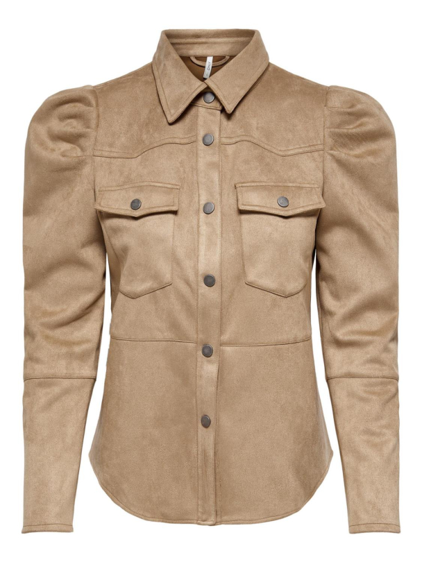 onlElaine skjorte i semsket imitert skinn - Image 1