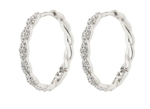 Pilgrim Ezo twirl krystall sølvbelagte øreringer - Image 1