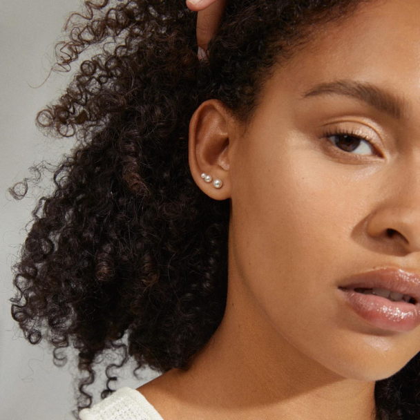 Pilgrim Elisa sølvbelagt øredobber med perle 3-i-1-sett - Image 1