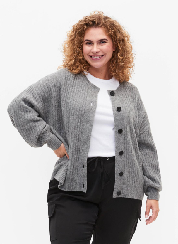 Zizzi caComfy ribbestrikket cardigan - Image 1