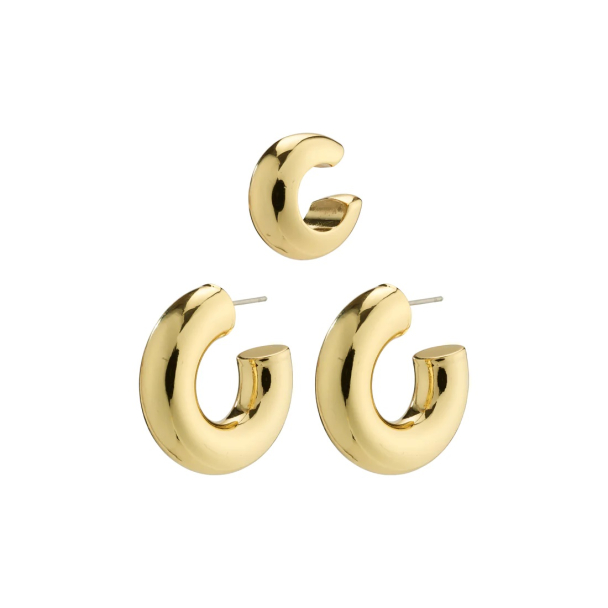 Pilgrim Aleena gullbelagte tykke øreringer med ørecuff - Image 1