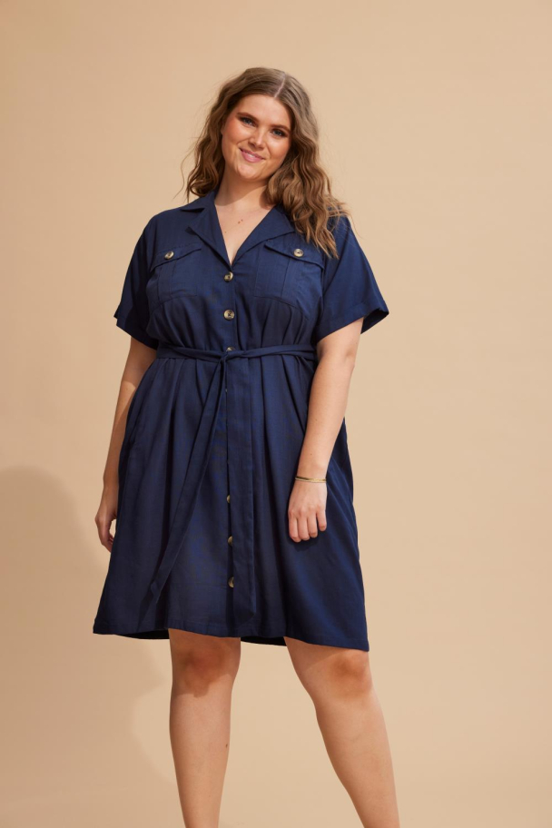 Zhenzi Lauren skjortekjole i lin og bomull - Image 1