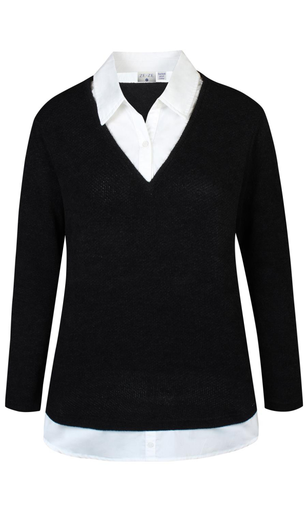 Ze-Ze Rowan genser med falsk skjorte - Image 1