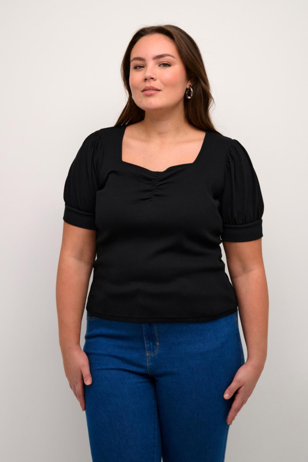 Kaffe Curve Carina topp i ribbestrikk - Image 1