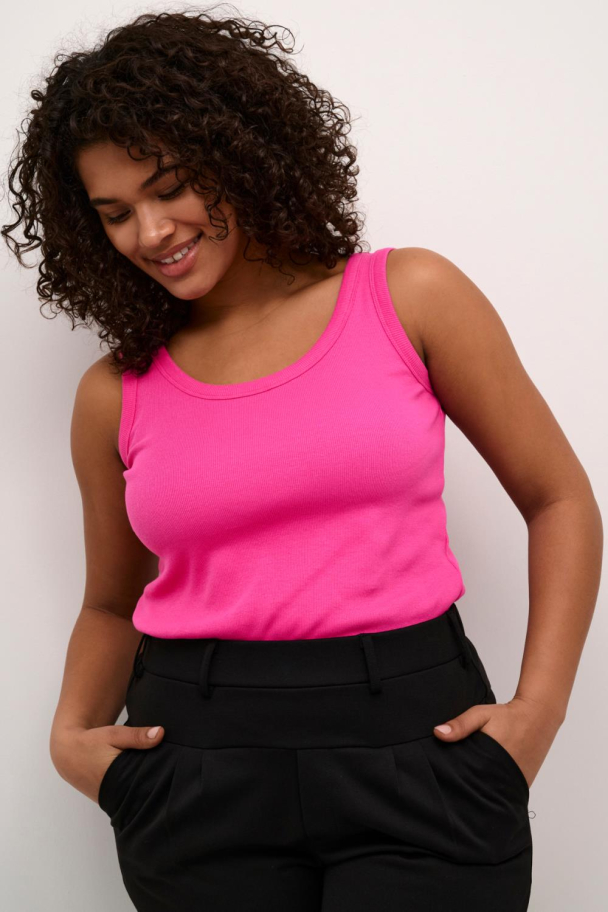 Kaffe Curve Carina tank top i ribbestrikk - Image 1