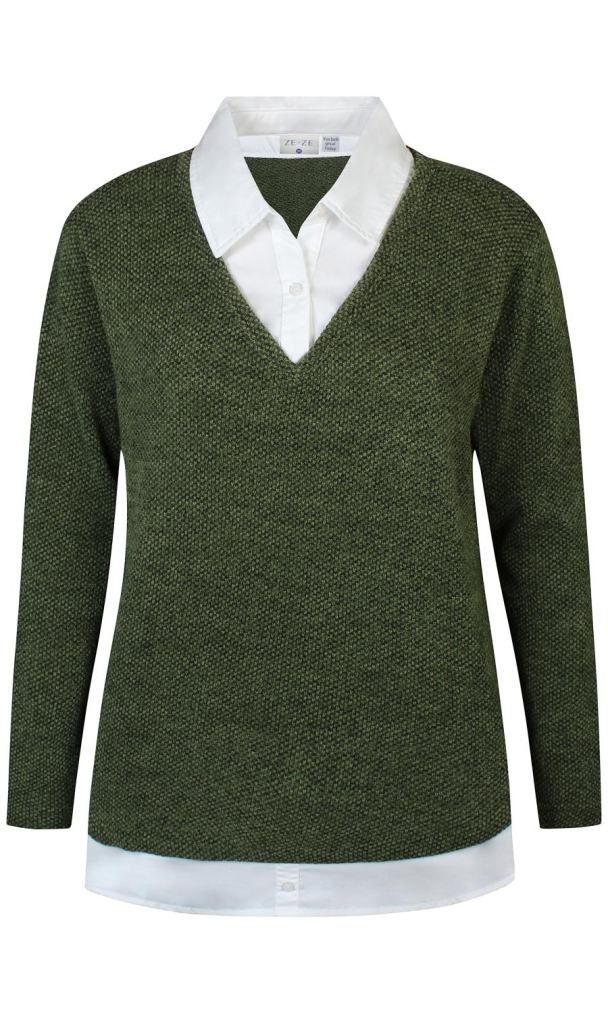 Ze-Ze Rowan genser med falsk skjorte - Image 1