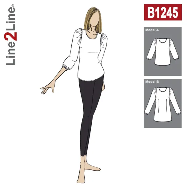 B1245 Bluse med store pufærmer - Image 1