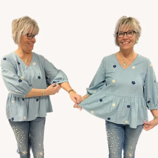 B1266 Peplum Skjortebluse med bindebånd - Image 2