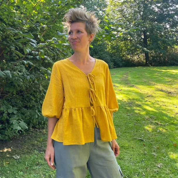 B1266 Peplum Skjortebluse med bindebånd - Image 4