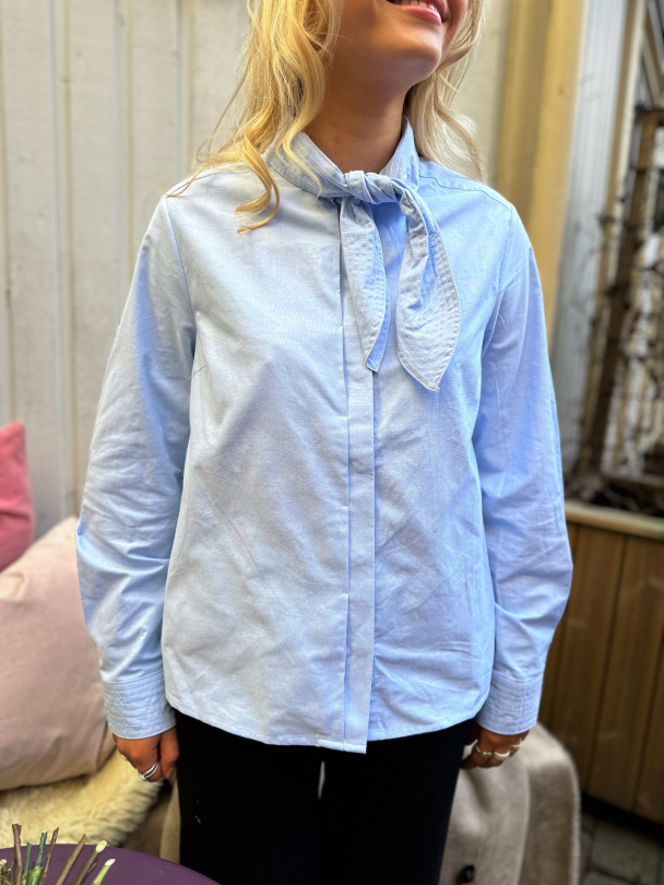 Oxa Tie Neck Shirt - Clear Sky  - Image 1