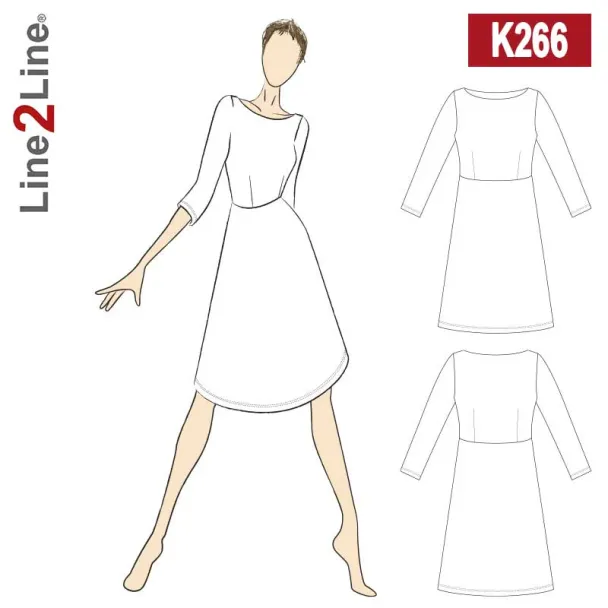 K266 Taljeskåret kjole med bådhals- stræk - Image 1