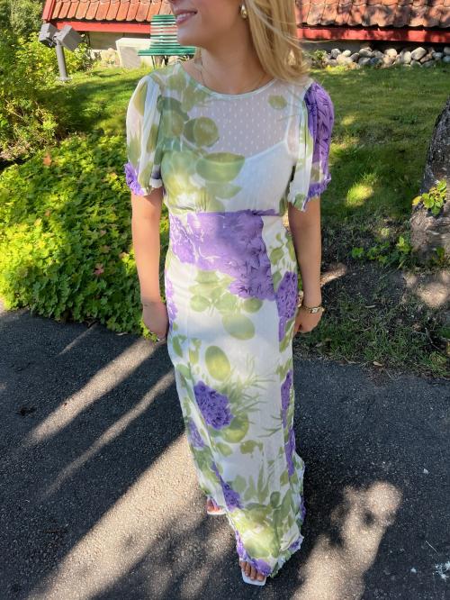 Dotted Georgette Maxi Dress -Purple Flowerfield