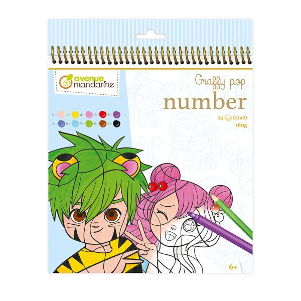 Graffy Pop Number Fargeleggingsbok – 20×25,5cm – Manga