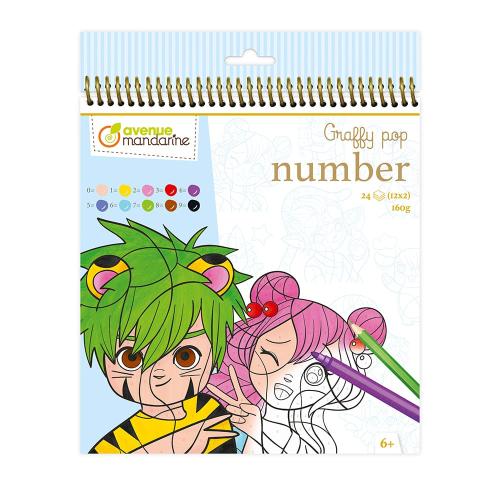 Graffy Pop Number Fargeleggingsbok – 20×25,5cm – Manga